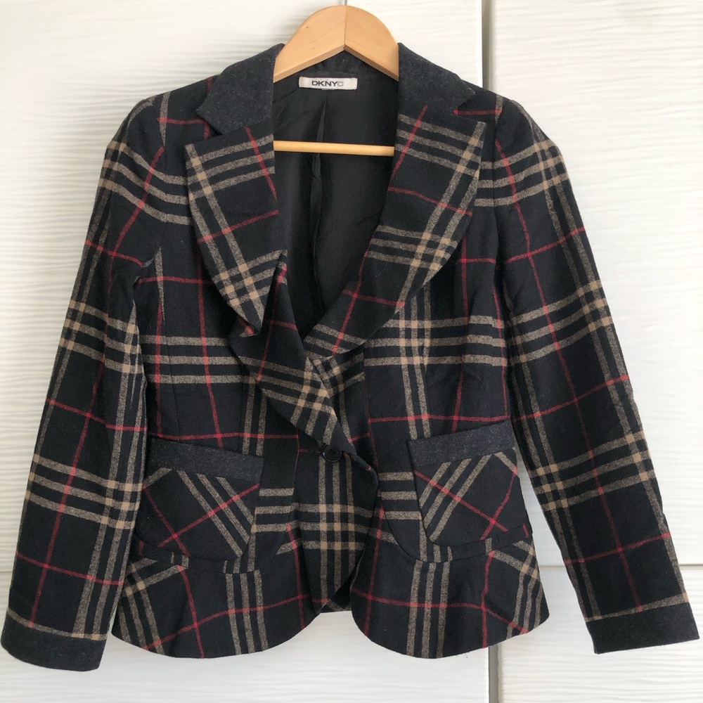DKNY Plaid Feminine Blazer Size US 6